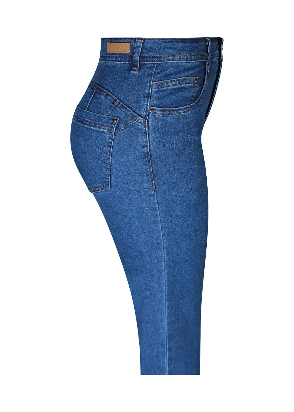 Naisten mukavat ja joustavat ZeZe stretch-farkut, suora lahje, keskipesu, taskut edessä ja takana.