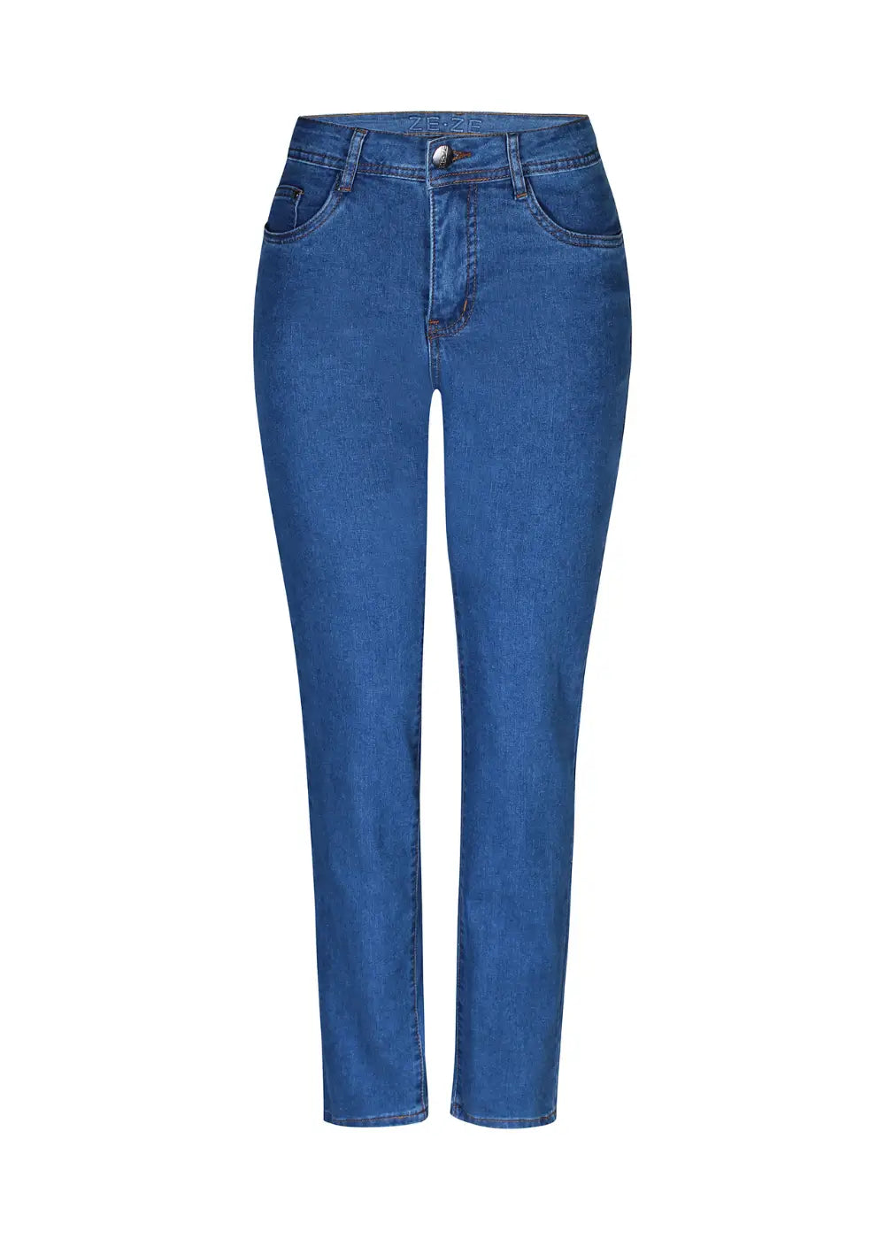 Naisten mukavat ja joustavat ZeZe stretch-farkut, suora lahje, keskipesu, taskut edessä ja takana.