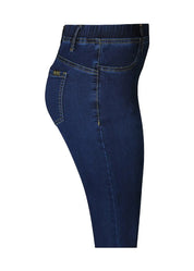 Huippumukavat, joustavat jeggingsit korkealla vyötäröllä, ilman vetoketjua, taskuilla ja kapenevalla lahkeella.