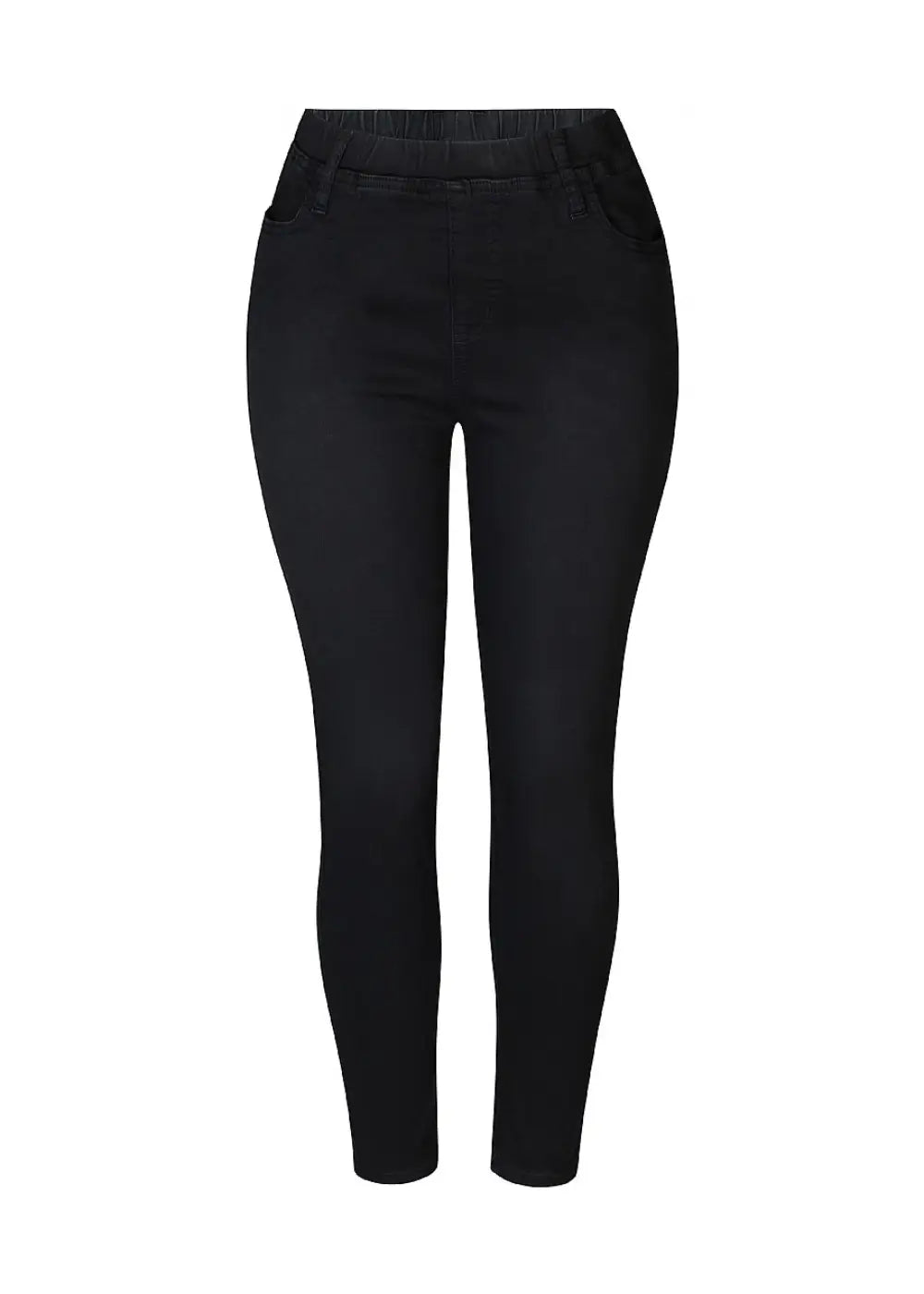 Huippumukavat, joustavat jeggingsit korkealla vyötäröllä, ilman vetoketjua, taskuilla ja kapenevalla lahkeella.