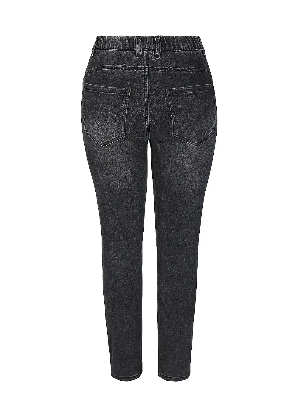 Naisten mustat jeggingsit, korkea vyötärö, strassikoristeet, kulutettu farkkulook, mukava stretch-materiaali