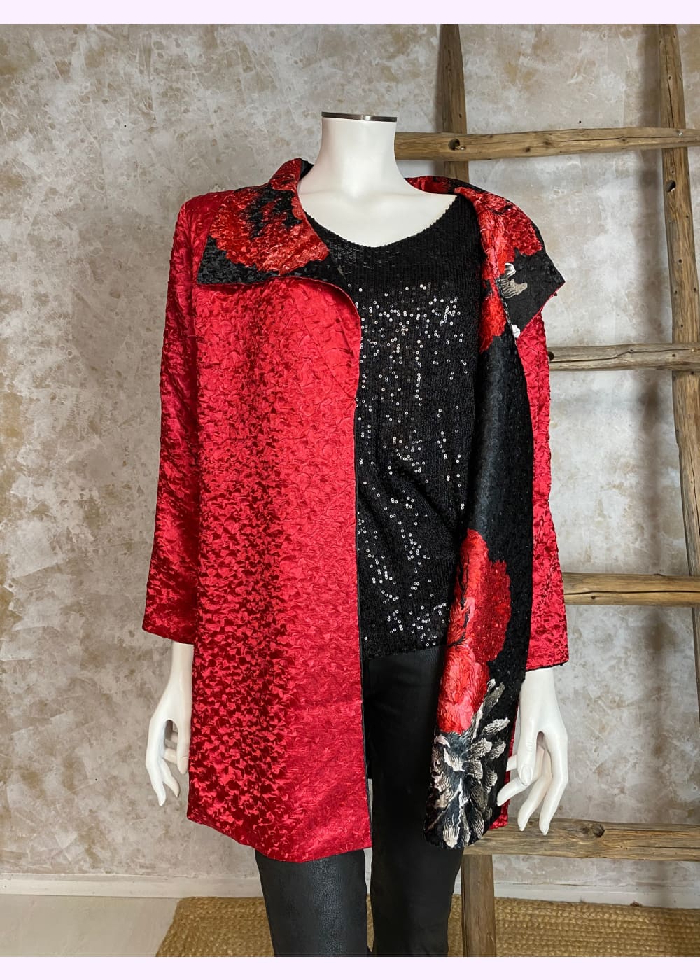 Kääntöjakku red rose punamusta 1124 - takki