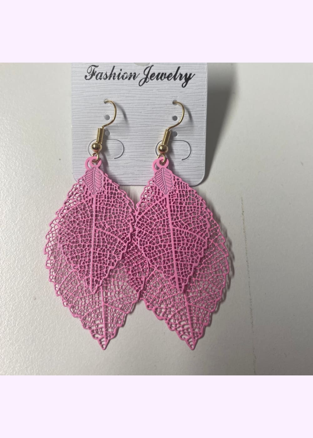 Korvakorut pitsilehti eri värejä - pinkki - korut