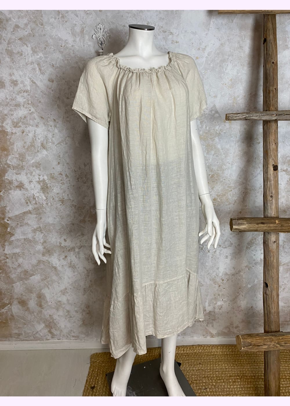 Pellavamekko nancy eri värejä 0425 - beige - mekko