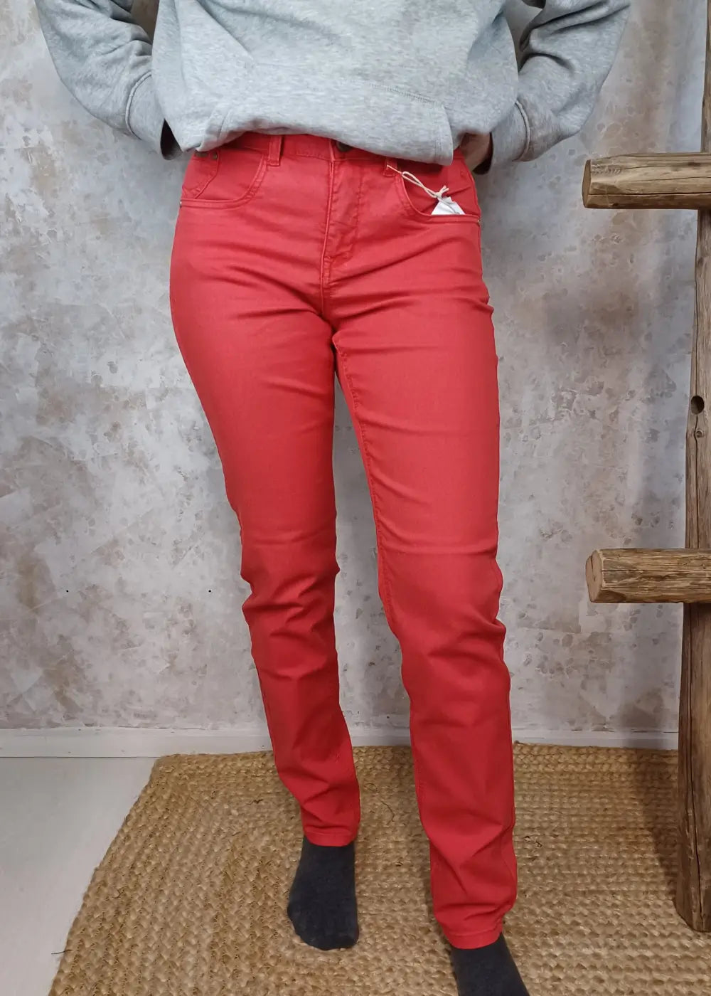 Twill housut cream lotte punainen - housut