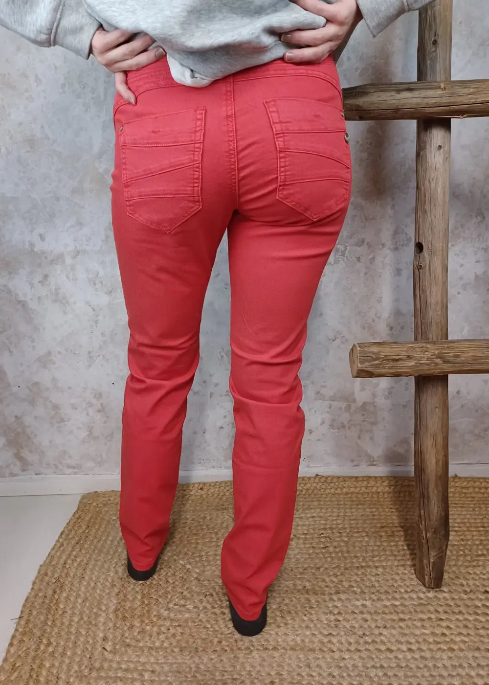 Twill housut cream lotte punainen - housut