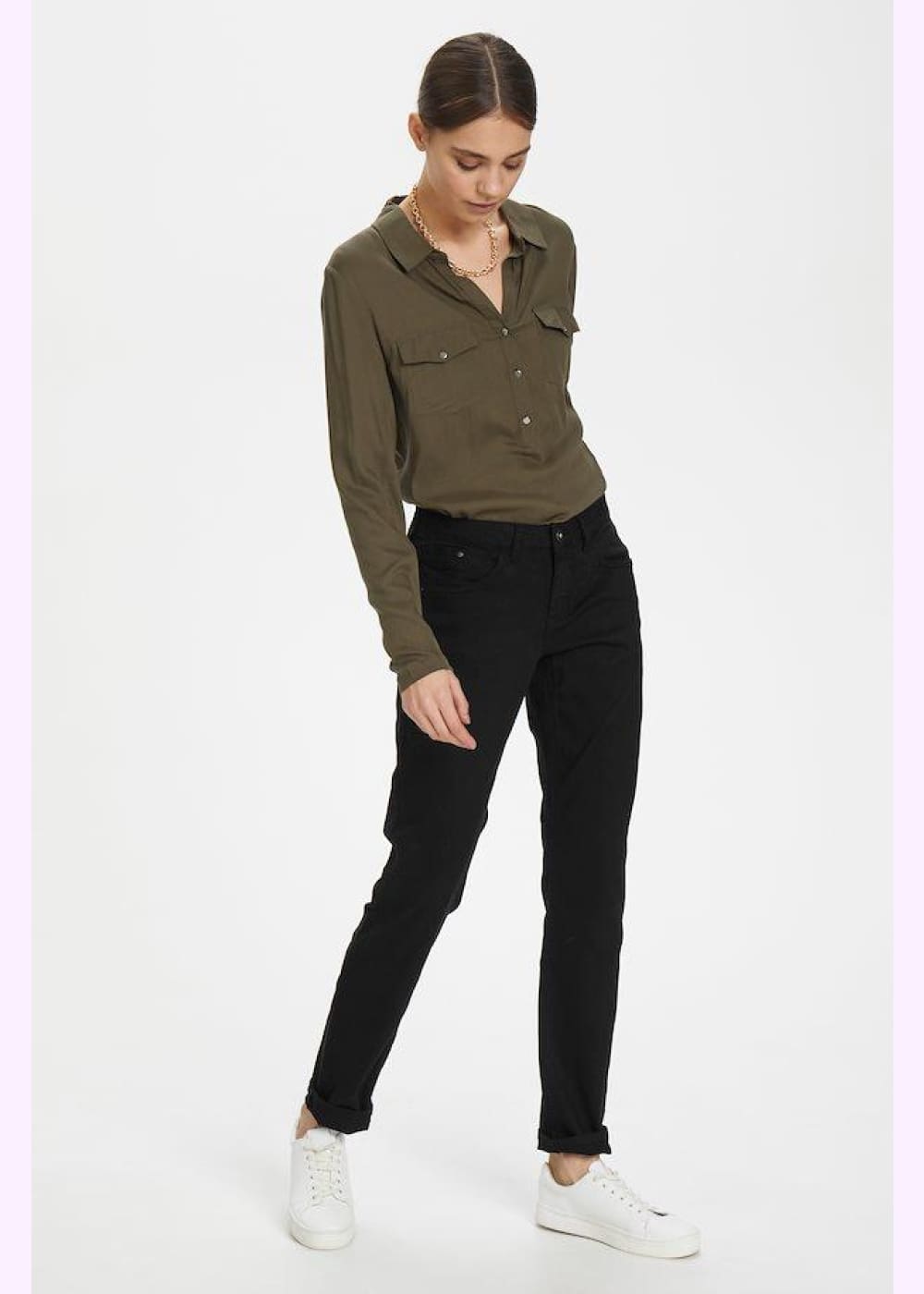 Twill housut cream - housut