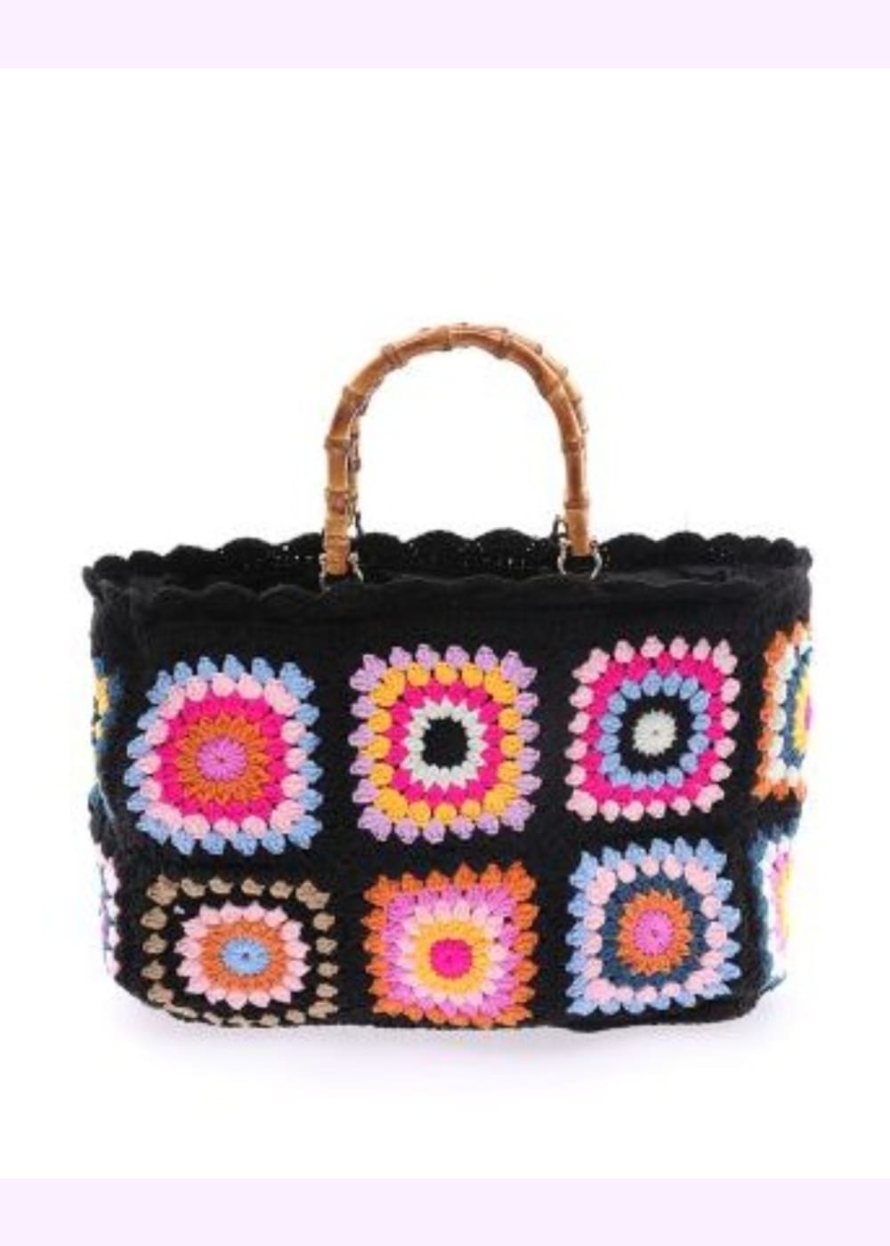 Virkattu laukku nova musta ja beige - laukut