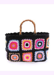 Virkattu laukku nova musta ja beige - laukut