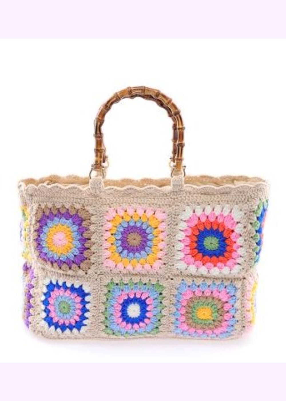 Virkattu laukku nova musta ja beige - laukut