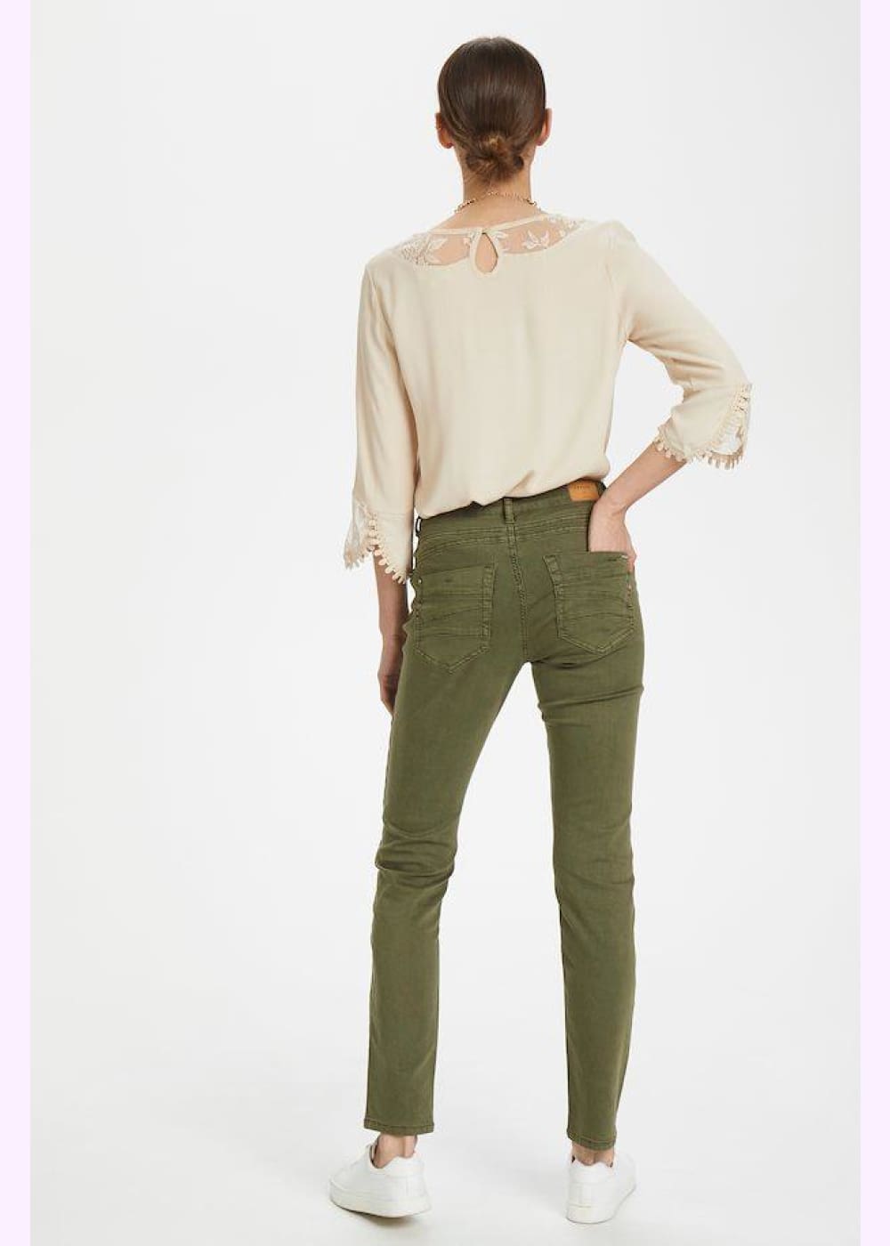 Twill housut lottecr cream vihreä - housut