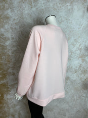 Naisten näyttävä collegepaita, pehmeä joustava materiaali, strassikoristeltu huulet-kuviointi, suora malli, pitkät hihat ja O-pääntie