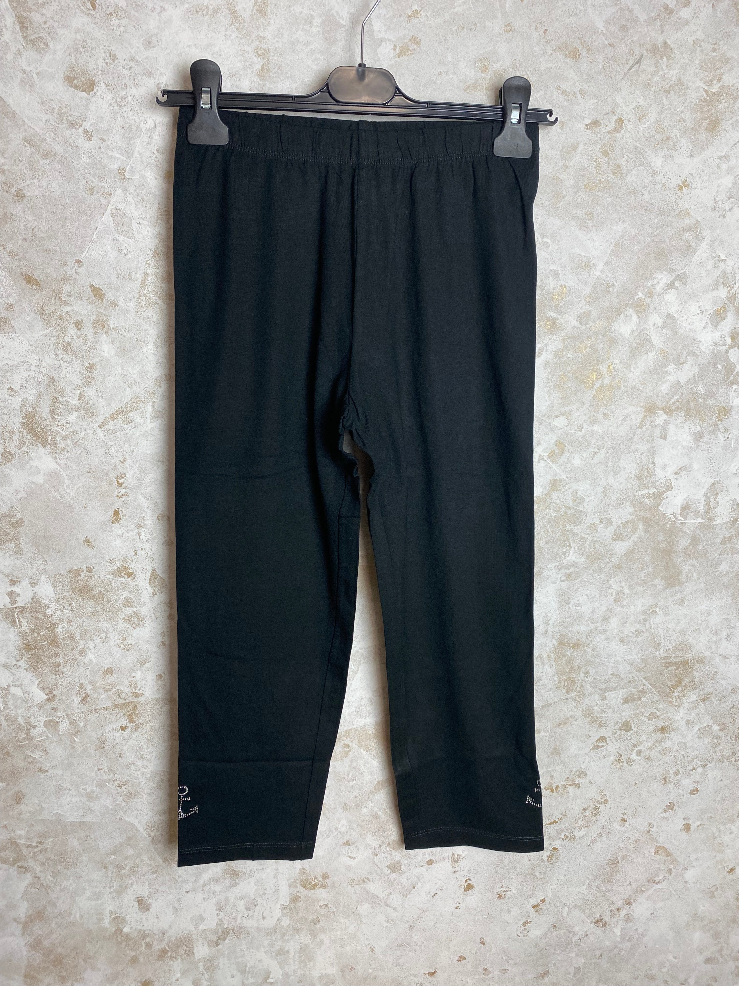 Naisten mustat trikoocaprit, ankkuriblingi lahkeissa, ohut joustava trikoo ja korkea vyötärö