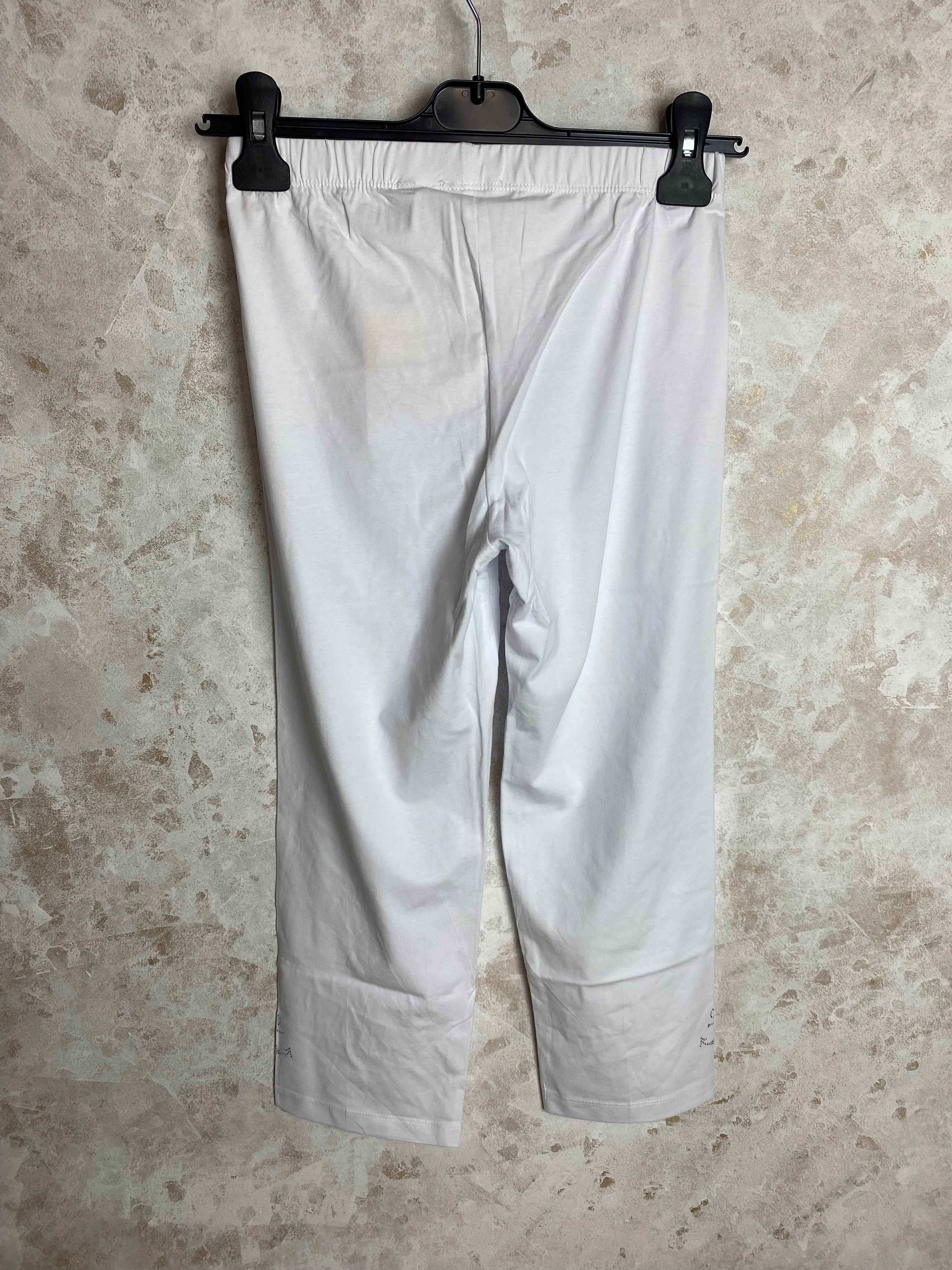 Naisten valkoiset trikoocaprit, ankkuriblingi lahkeissa, ohut joustava trikoo ja korkea vyötärö