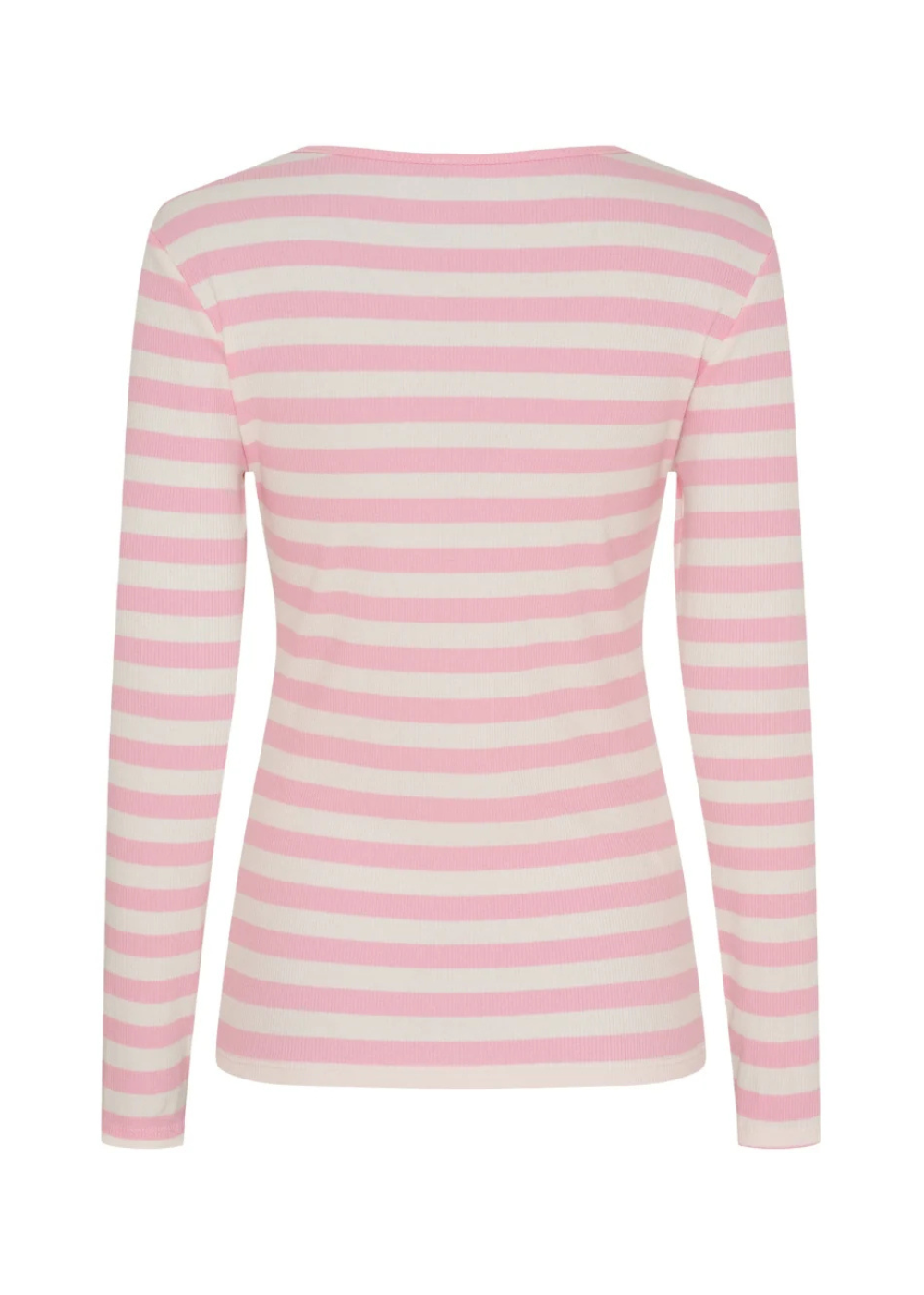 Naisten pirteä pitkähihainen ribbipusero raidallisella kuosilla, joustava materiaali, naisellinen malli ja O-pääntie