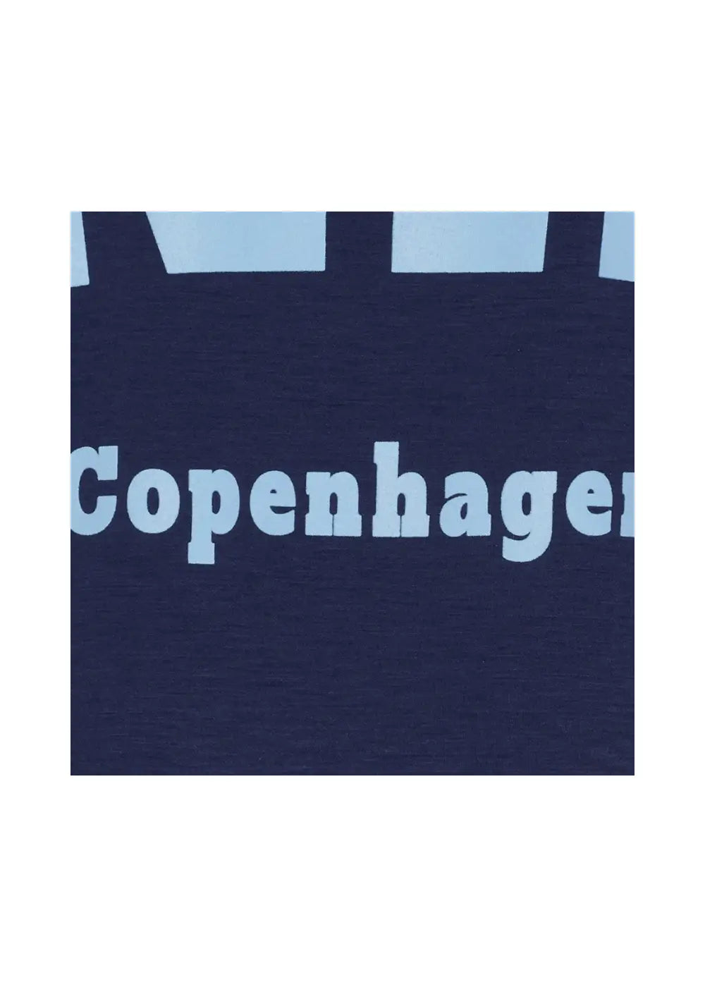 Tummansininen oversized collegepaita printtikuviolla, pehmeä ja joustava materiaali, pitkät hihat ja O-pääntie