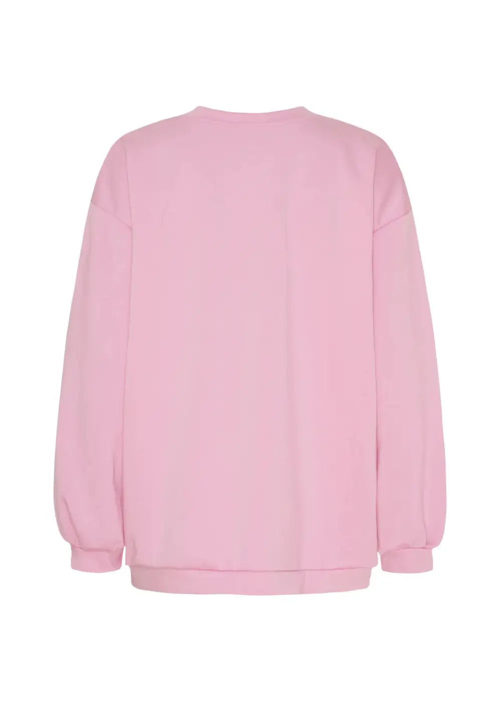 Pinkki oversized collegepaita printtikuviolla, pehmeä ja joustava materiaali, pitkät hihat ja O-pääntie