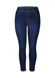 Huippumukavat, joustavat jeggingsit korkealla vyötäröllä, ilman vetoketjua, taskuilla ja kapenevalla lahkeella.