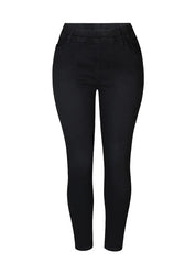 Huippumukavat, joustavat jeggingsit korkealla vyötäröllä, ilman vetoketjua, taskuilla ja kapenevalla lahkeella.