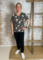 Naisten klassiset stretch-housut hyppyhousumallilla, korkea vyötärö ja kapeneva lahje, sopii työ- ja vapaa-ajan asuihin