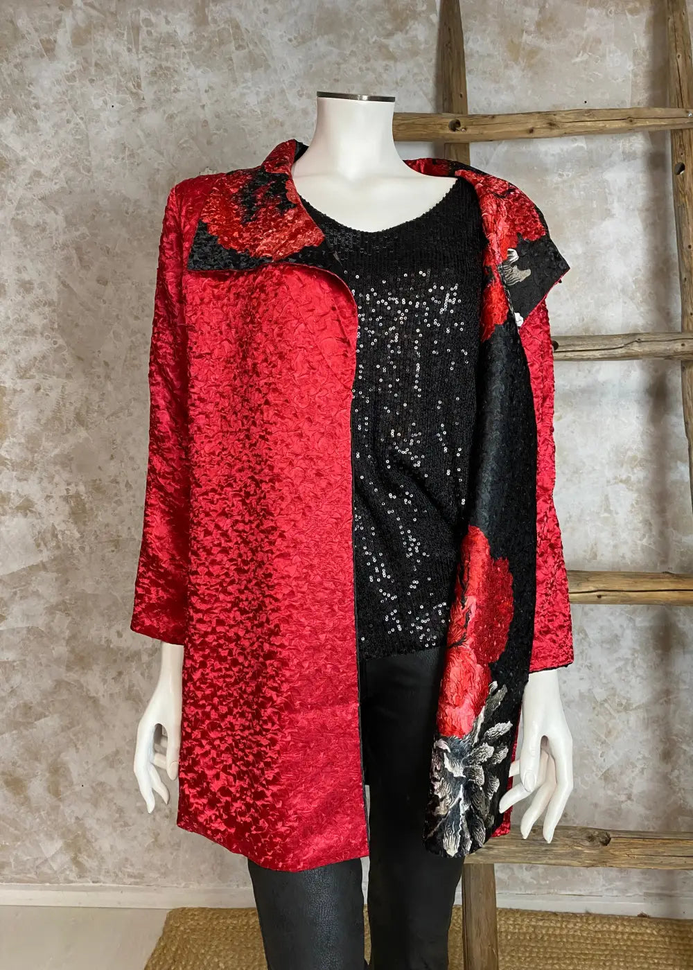 Kääntöjakku red rose punamusta 1124 - takki