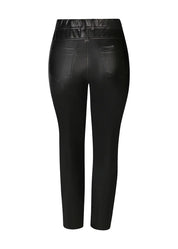 Naisten koutatut legginsit joustavasta ja pehmeästä materiaalista, korkea vyötärö, taskut, kapenevat lahkeet ja polyuretaani-pinnoitus