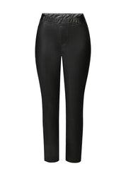 Naisten koutatut legginsit joustavasta ja pehmeästä materiaalista, korkea vyötärö, taskut, kapenevat lahkeet ja polyuretaani-pinnoitus