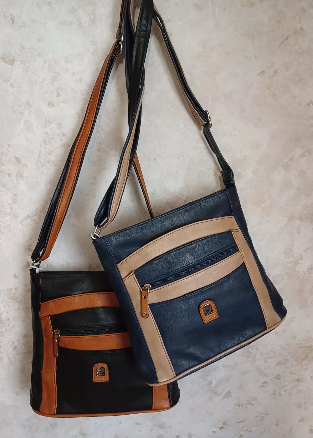 Laukku jacky sinibeige ja mustaruskea - laukut