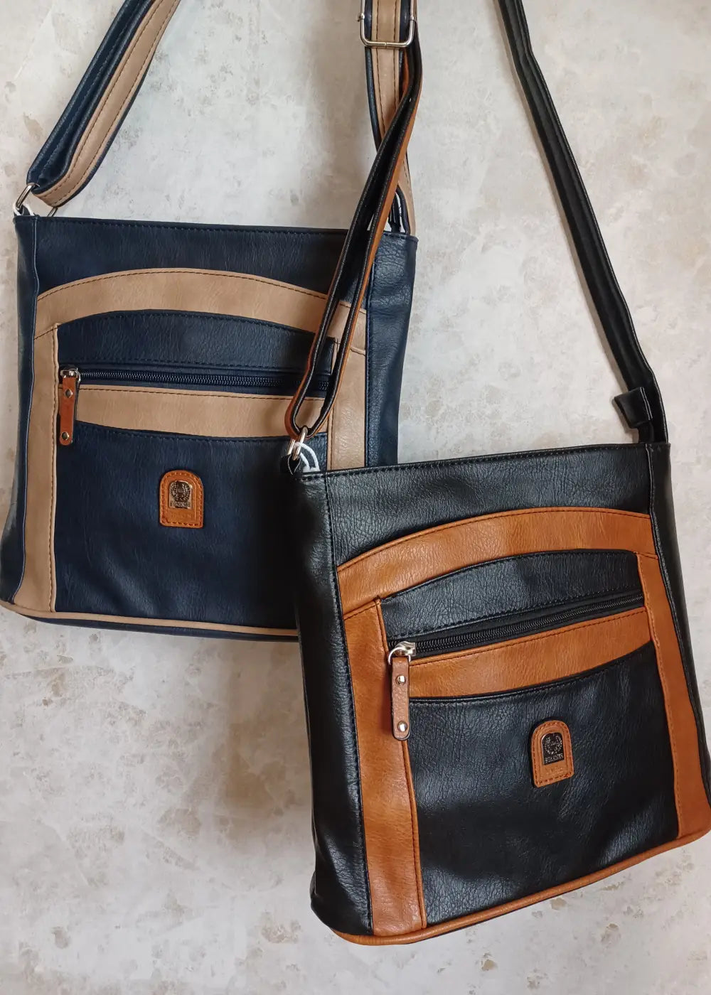 Laukku jacky sinibeige ja mustaruskea - laukut