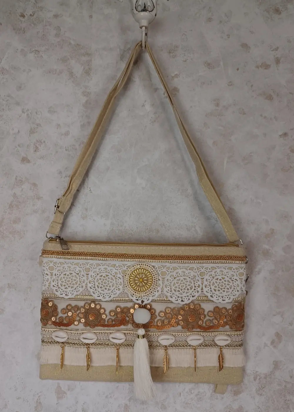 Laukku macrame beige - laukut