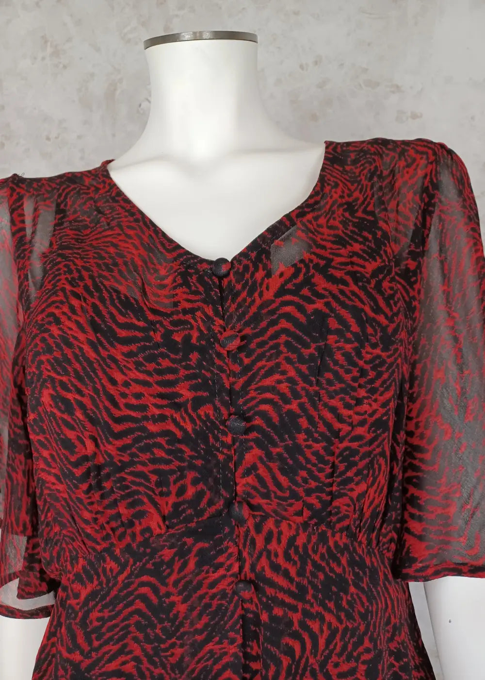 Mekko cream chery 0723 punamusta - mekko