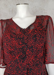 Mekko cream chery 0723 punamusta - mekko
