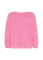 Pinkki pörröneule hurmaa pehmeällä materiaalilla, lepakkohihoilla ja tyylikkäällä venepääntiellä. Ihastu ja tilaa oma suosikkisi!
