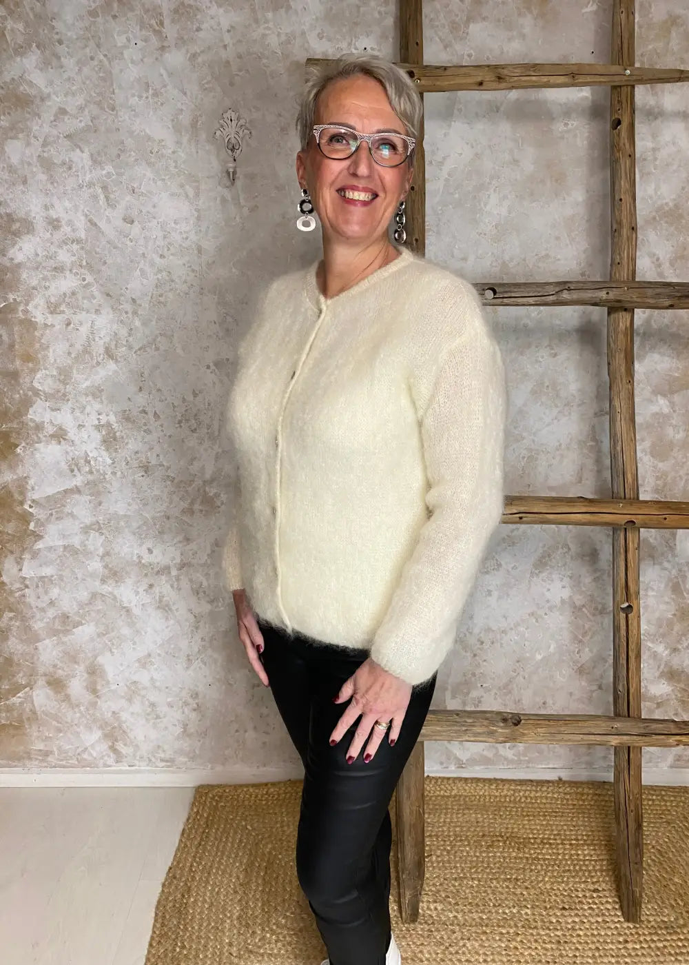 Neuletakki kidmohair evelina valkoinen 1224 - neule