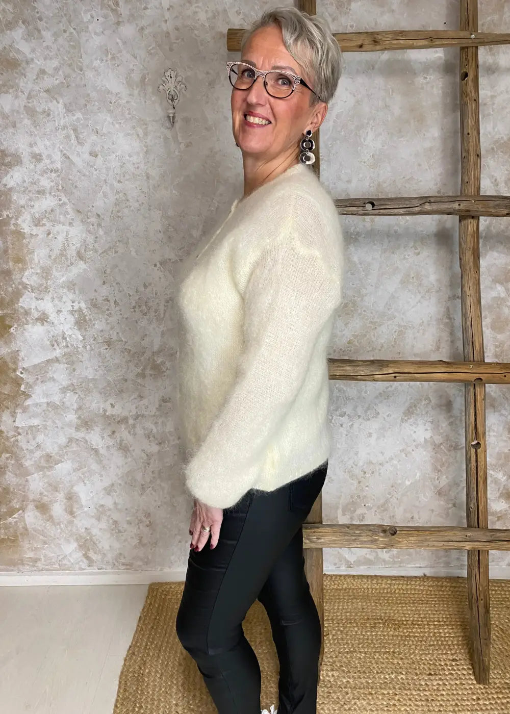 Neuletakki kidmohair evelina valkoinen 1224 - neule