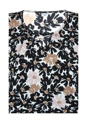 Naisten beige trikoopaita, pehmeä ja joustava materiaali, holkkihihat, O-pääntie ja pussimainen helma