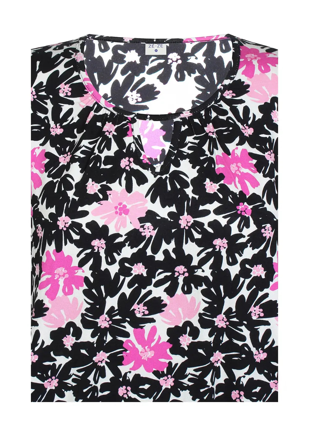 Naisten pinkki trikoopaita, pehmeä ja joustava materiaali, holkkihihat, O-pääntie ja pussimainen helma