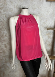 Rento hihaton toppi naisille, yksivärinen, solmittavat nauhat, koristeleikkaus, joustava ja kevyt materiaali.