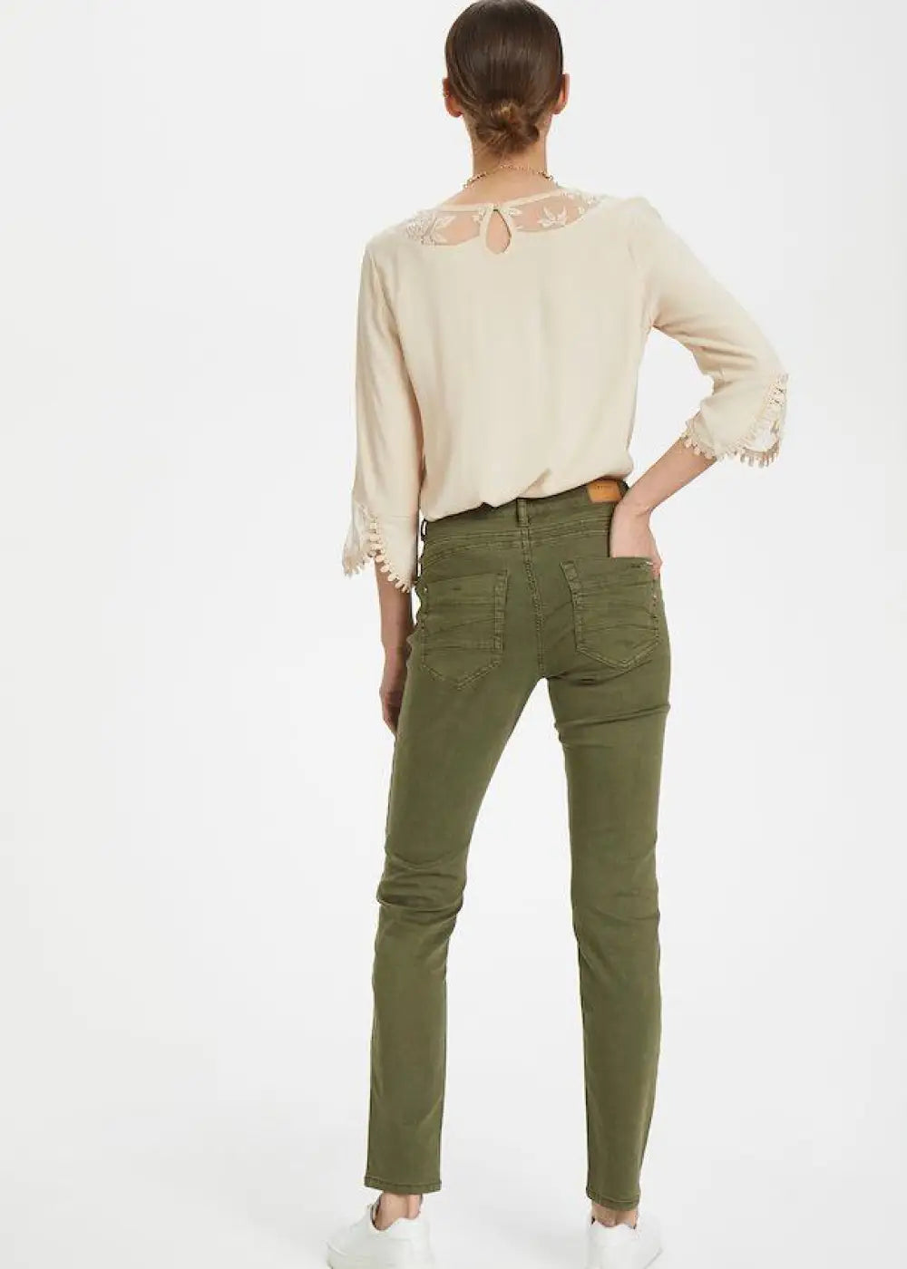 Twill housut lottecr cream vihreä - housut