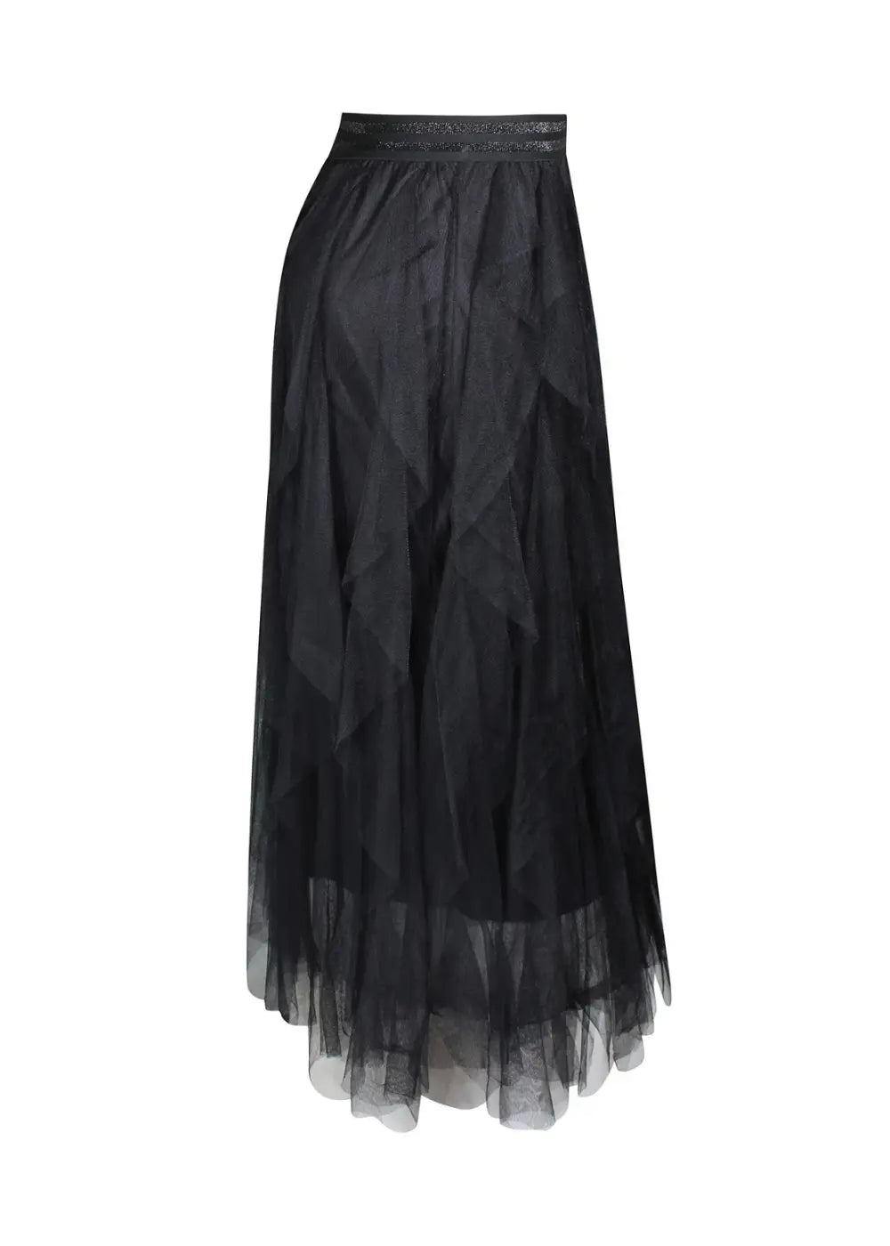 Ihastuttava tyllihame röyhelöillä, A-linjainen, kuminauhavyötäröllä ja kiinteällä alushameella, sopii myös tanssiin