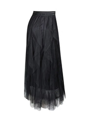 Ihastuttava tyllihame röyhelöillä, A-linjainen, kuminauhavyötäröllä ja kiinteällä alushameella, sopii myös tanssiin