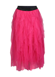 Ihastuttava tyllihame röyhelöillä, A-linjainen, kuminauhavyötäröllä ja kiinteällä alushameella, sopii myös tanssiin