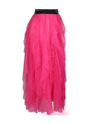 Ihastuttava tyllihame röyhelöillä, A-linjainen, kuminauhavyötäröllä ja kiinteällä alushameella, sopii myös tanssiin