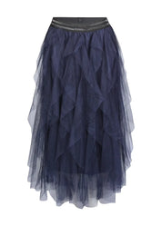 Ihastuttava tyllihame röyhelöillä, A-linjainen, kuminauhavyötäröllä ja kiinteällä alushameella, sopii myös tanssiin