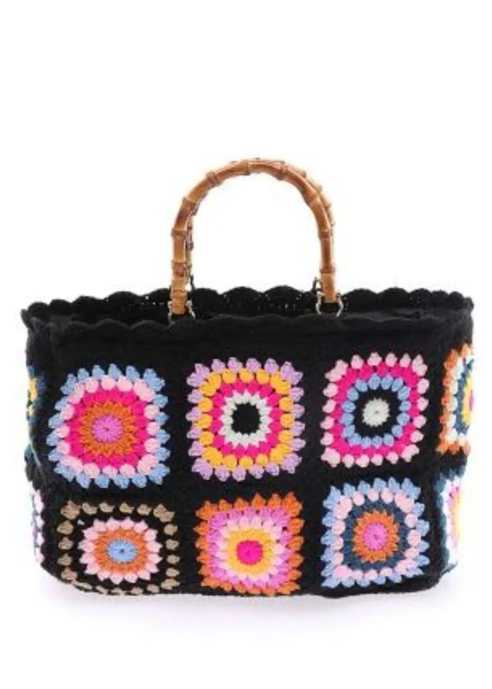 Virkattu laukku nova musta ja beige - laukut