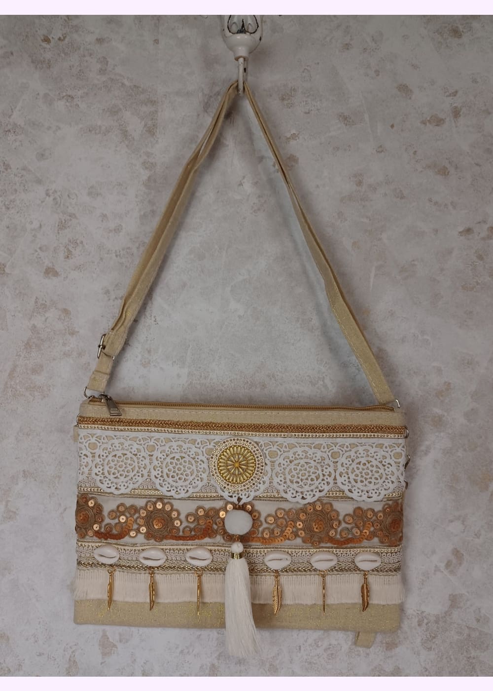 Laukku macrame beige - laukut